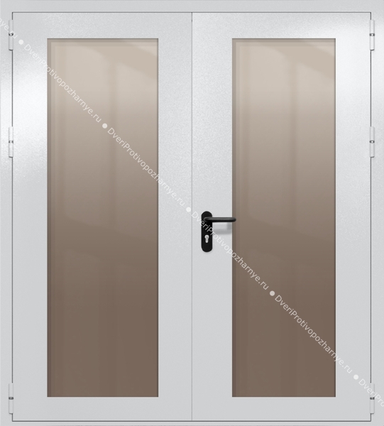 Двупольная дверь eiw-60 с максимальными стеклами и ручками «антипаника» (цвет светло-серый RAL 7047) Двупольная дверь eiw-60 с максимальными стеклами и ручками «антипаника» (цвет светло-серый RAL 7047)