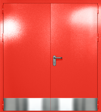 Двупольная глухая дверь ei-60 с отбойниками (цвет красный RAL 3020)