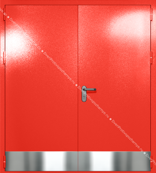Двупольная глухая дверь ei-60 с отбойниками (цвет красный RAL 3020) Двупольная глухая дверь ei-60 с отбойниками (цвет красный RAL 3020)