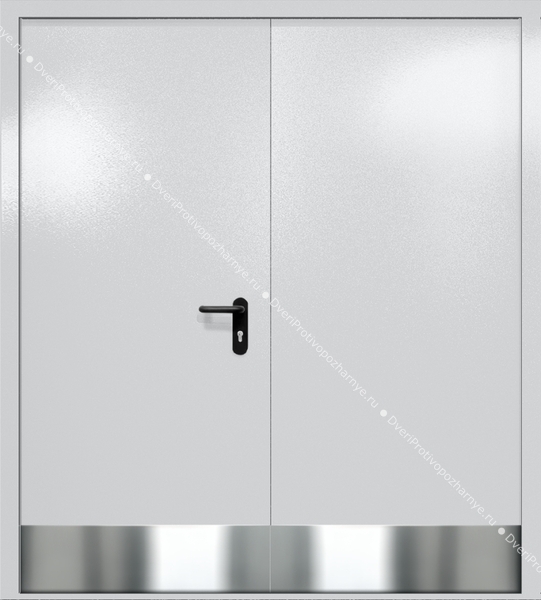 Двупольная глухая дверь ei-60 с отбойниками (цвет светло-серый RAL 7047) Двупольная глухая дверь ei-60 с отбойниками (цвет светло-серый RAL 7047)