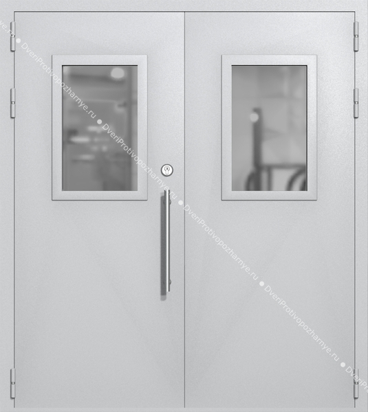 Двупольная техническая дверь со стеклами 600x400 (цвет светло-серый RAL 7047) Двупольная техническая дверь со стеклами 600x400 (цвет светло-серый RAL 7047)