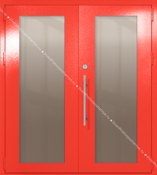 Двупольная техническая дверь с максимальными стеклами (цвет красный RAL 3020) Двупольная техническая дверь с максимальными стеклами (цвет красный RAL 3020)