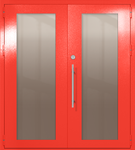 Двупольная техническая дверь с максимальными стеклами (цвет красный RAL 3020)