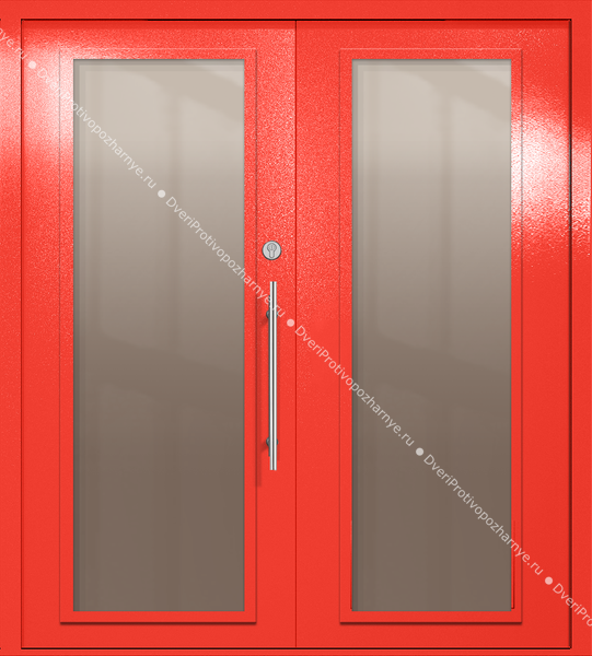 Двупольная техническая дверь с максимальными стеклами (цвет красный RAL 3020) Двупольная техническая дверь с максимальными стеклами (цвет красный RAL 3020)