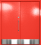 Двупольная глухая техническая дверь с отбойниками (цвет красный RAL 3020)