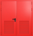 Двупольная глухая техническая дверь с вентиляцией (цвет красный RAL 3020)