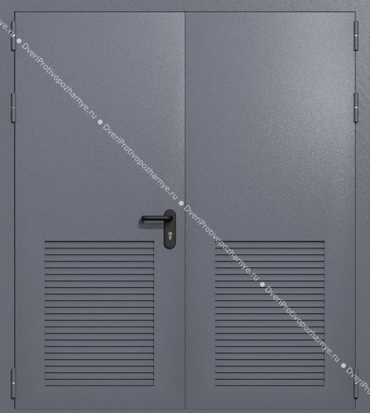 Двупольная глухая техническая дверь с вентиляцией (цвет темно-серый RAL 7015) Двупольная глухая техническая дверь с вентиляцией (цвет темно-серый RAL 7015)