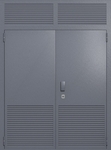 Двупольная глухая техническая дверь с верхней вставкой и вентиляцией (цвет темно-серый RAL 7015)
