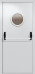 Однопольная дверь ei-60 с круглым стеклом и ручкой «антипаника» (цвет светло-серый RAL 7047)