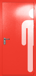 Однопольная глухая дверь ei-60 с обозначением санузла (цвет красный RAL 3020)