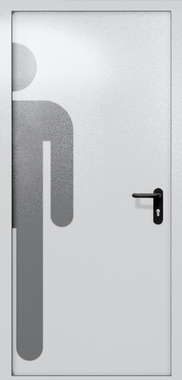 Однопольная глухая дверь ei-60 с обозначением санузла (цвет светло-серый RAL 7047)