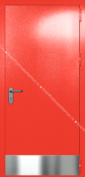 Однопольная глухая дверь ei-60 с отбойником (цвет красный RAL 3020)