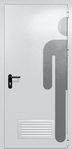 Однопольная глухая дверь ei-60 с обозначением санузла и вентиляцией (цвет светло-серый RAL 7047)