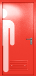 Однопольная глухая дверь ei-60 с обозначением санузла и вентиляцией (цвет красный RAL 3020)