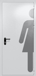 Однопольная глухая дверь ei-60 с обозначением санузла (цвет светло-серый RAL 7047)