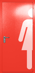 Однопольная глухая дверь ei-60 с обозначением санузла (цвет красный RAL 3020)