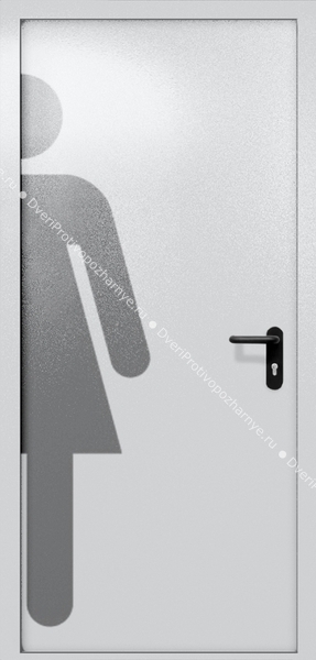 Однопольная глухая дверь ei-60 с обозначением санузла (цвет светло-серый RAL 7047) Однопольная глухая дверь ei-60 с обозначением санузла (цвет светло-серый RAL 7047)