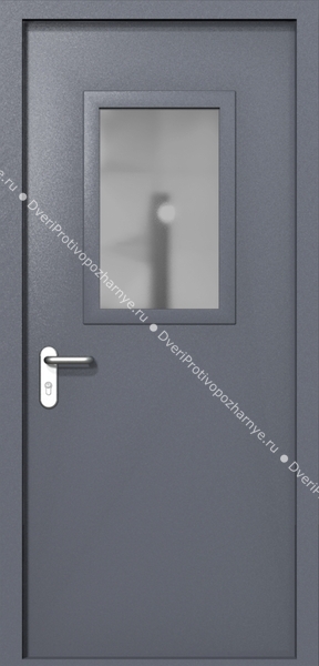 Однопольная дверь ei-60 со стеклом 600x400 и ручками хром (цвет темно-серый RAL 7015) Однопольная дверь ei-60 со стеклом 600x400 и ручками хром (цвет темно-серый RAL 7015)