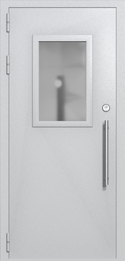 Однопольная техническая дверь со стеклом 600x400 (цвет светло-серый RAL 7047) Однопольная техническая дверь со стеклом 600x400 (цвет светло-серый RAL 7047)