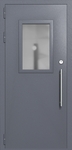 Однопольная техническая дверь со стеклом 600x400 (цвет темно-серый RAL 7015)
