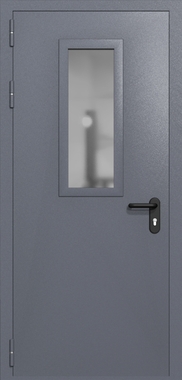 Однопольная дверь ei-60 со стеклом 700x300 (цвет темно-серый RAL 7015)