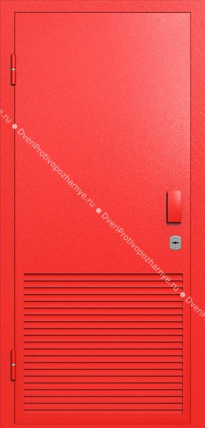Однопольная глухая техническая дверь с вентиляцией (цвет красный RAL 3020) Однопольная глухая техническая дверь с вентиляцией (цвет красный RAL 3020)