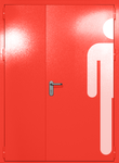 Полуторапольная глухая дверь ei-60 с обозначением санузла (цвет красный RAL 3020)