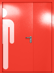 Полуторапольная глухая дверь ei-60 с обозначением санузла (цвет красный RAL 3020)