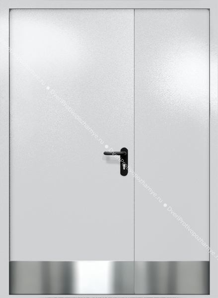 Полуторапольная глухая дверь ei-60 с отбойниками (цвет светло-серый RAL 7047)