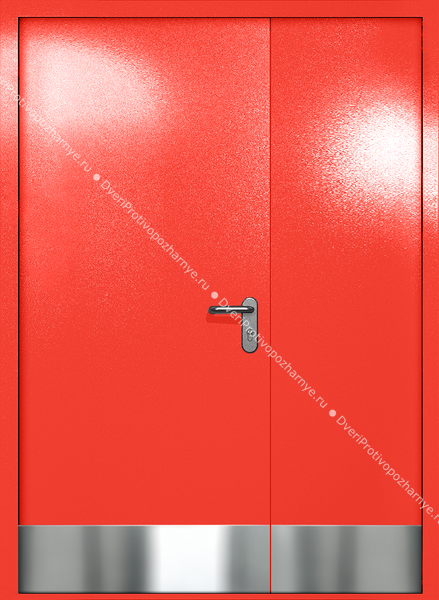 Полуторапольная глухая дверь ei-60 с отбойниками (цвет красный RAL 3020) Полуторапольная глухая дверь ei-60 с отбойниками (цвет красный RAL 3020)
