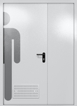Полуторапольная глухая дверь ei-60 с обозначением санузла и вентиляцией (цвет светло-серый RAL 7047)