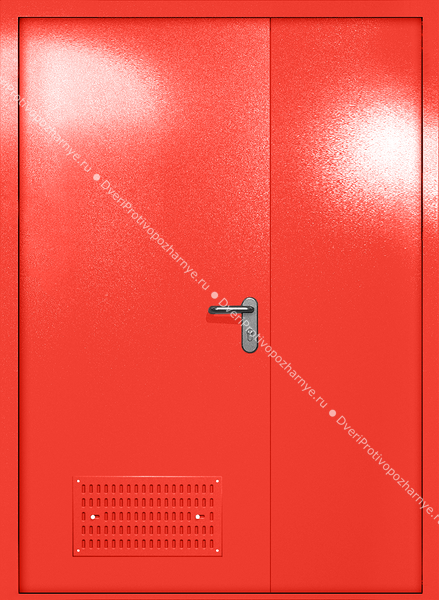 Полуторапольная глухая дверь ei-60 с вентиляцией (цвет красный RAL 3020)