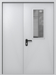 Полуторапольная дверь ei-60 со стеклом 700x300 (цвет светло-серый RAL 7047)