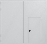 Распашные крупногабаритные ворота ei-60 с калиткой (цвет светло-серый RAL 7047)