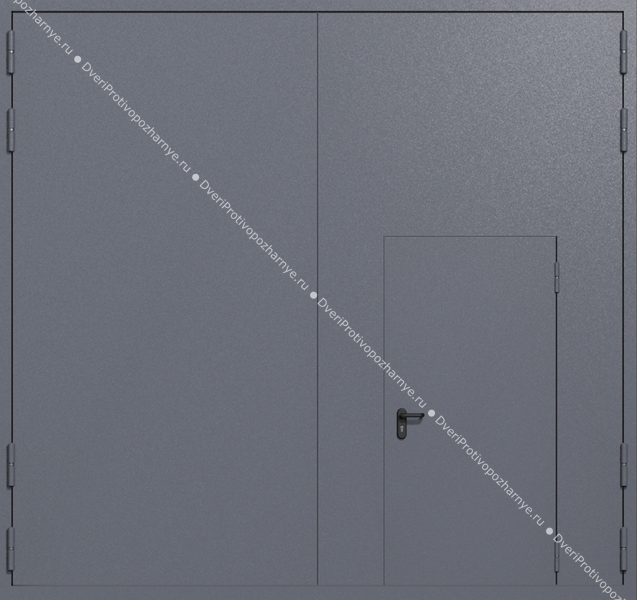 Распашные крупногабаритные ворота ei-60 с калиткой (цвет темно-серый RAL 7015) Распашные крупногабаритные ворота ei-60 с калиткой (цвет темно-серый RAL 7015)