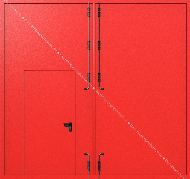 Распашные крупногабаритные ворота ei-60 с калиткой (цвет красный RAL 3020) Распашные крупногабаритные ворота ei-60 с калиткой (цвет красный RAL 3020)