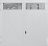 Распашные крупногабаритные ворота ei-60 с остеклением (цвет светло-серый RAL 7047)