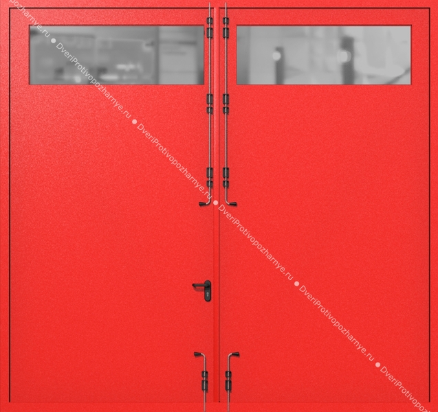 Распашные крупногабаритные ворота ei-60 с остеклением (цвет красный RAL 3020) Распашные крупногабаритные ворота ei-60 с остеклением (цвет красный RAL 3020)